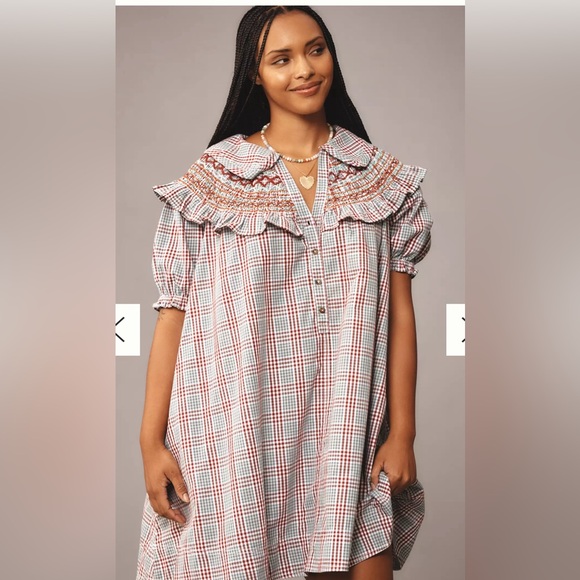 Dresses & Skirts - 164🌟 Pilcro Plaid Ruffle Collar Mini Dress | Size Small